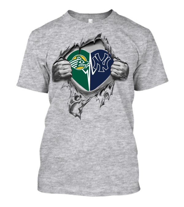 Yankees And Alaska Anchorage Seawolves Heart T-Shirt