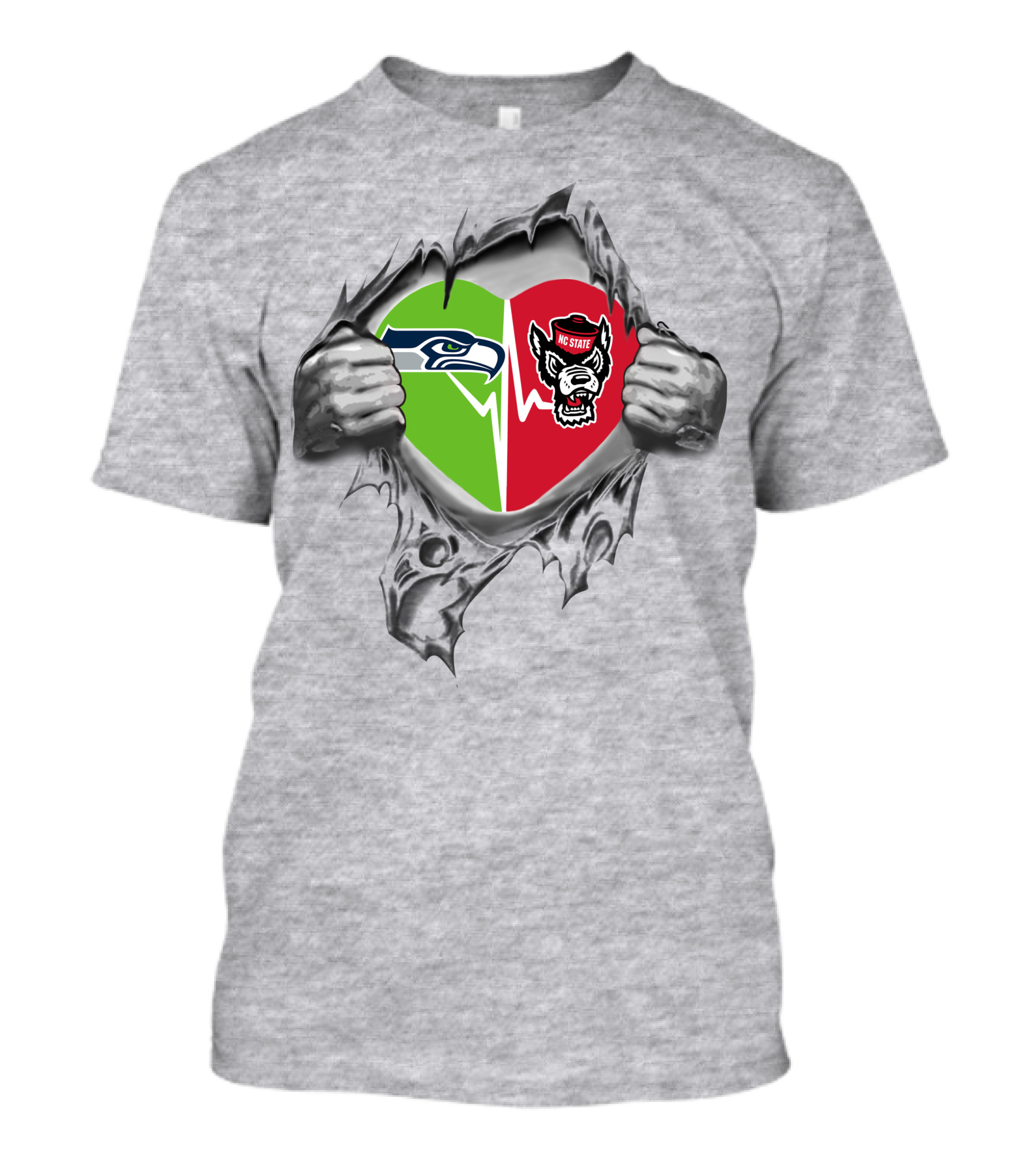 Seahawks Nc State Heartbeat Connection T-Shirt