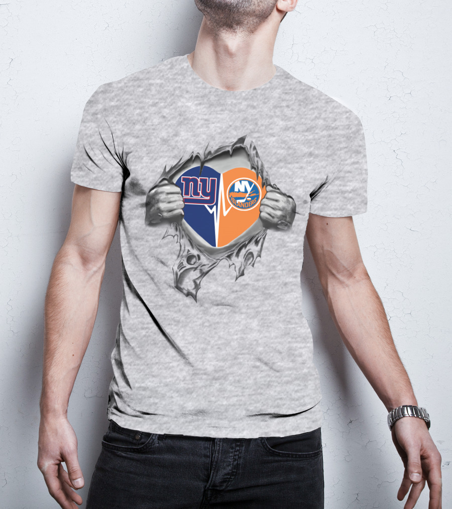 Ny Giants Islanders Heartbeat Love T-Shirt