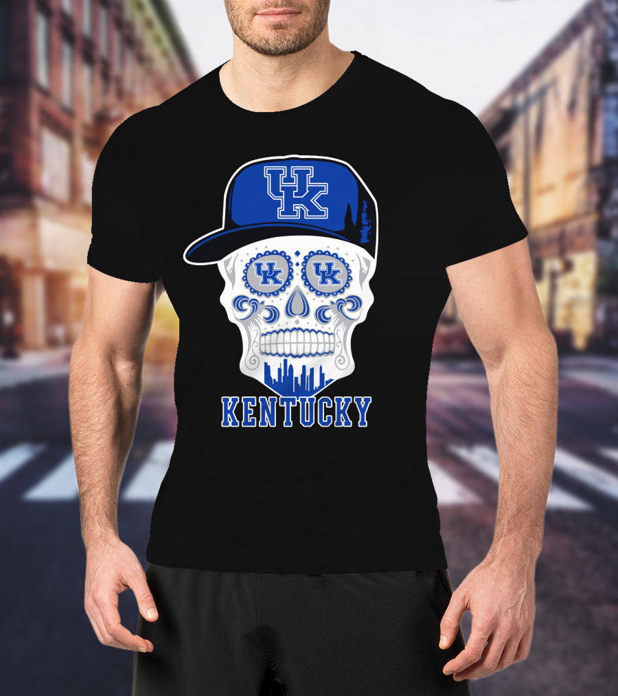 Kentucky Wildcats Skull Uk Hat Silhouette T-Shirt