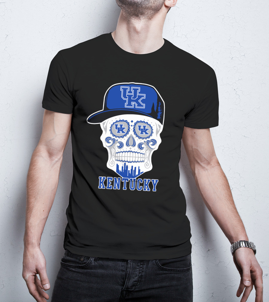 Kentucky Wildcats Skull Uk Hat Silhouette T-Shirt