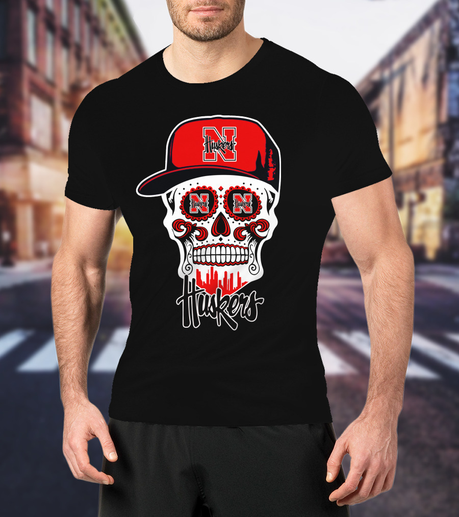 Huskers Skull Nebraska Cornhuskers Cap T-Shirt