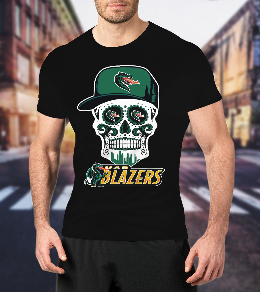 Uab Blazers Skull Sugar Day Of The Dead Style T-Shirt