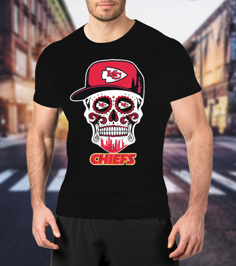 Chiefs Skull With Red Cap And Kansas City T-Shirt
