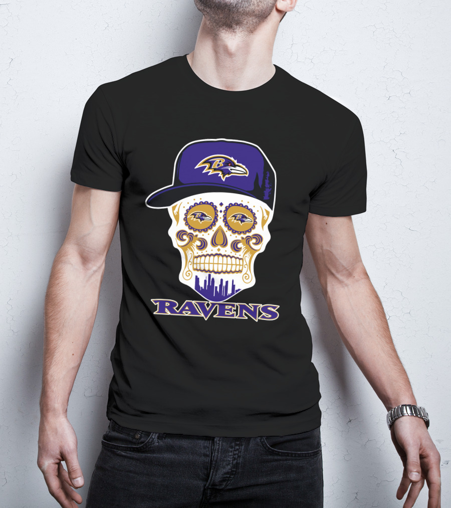 Ravens Skull With Hat And Baltimore Ravens T-Shirt