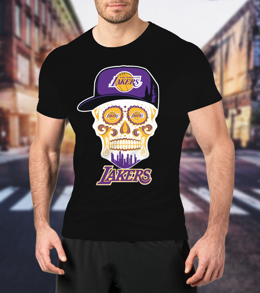 Los Angeles Lakers Skull With Hat T-Shirt