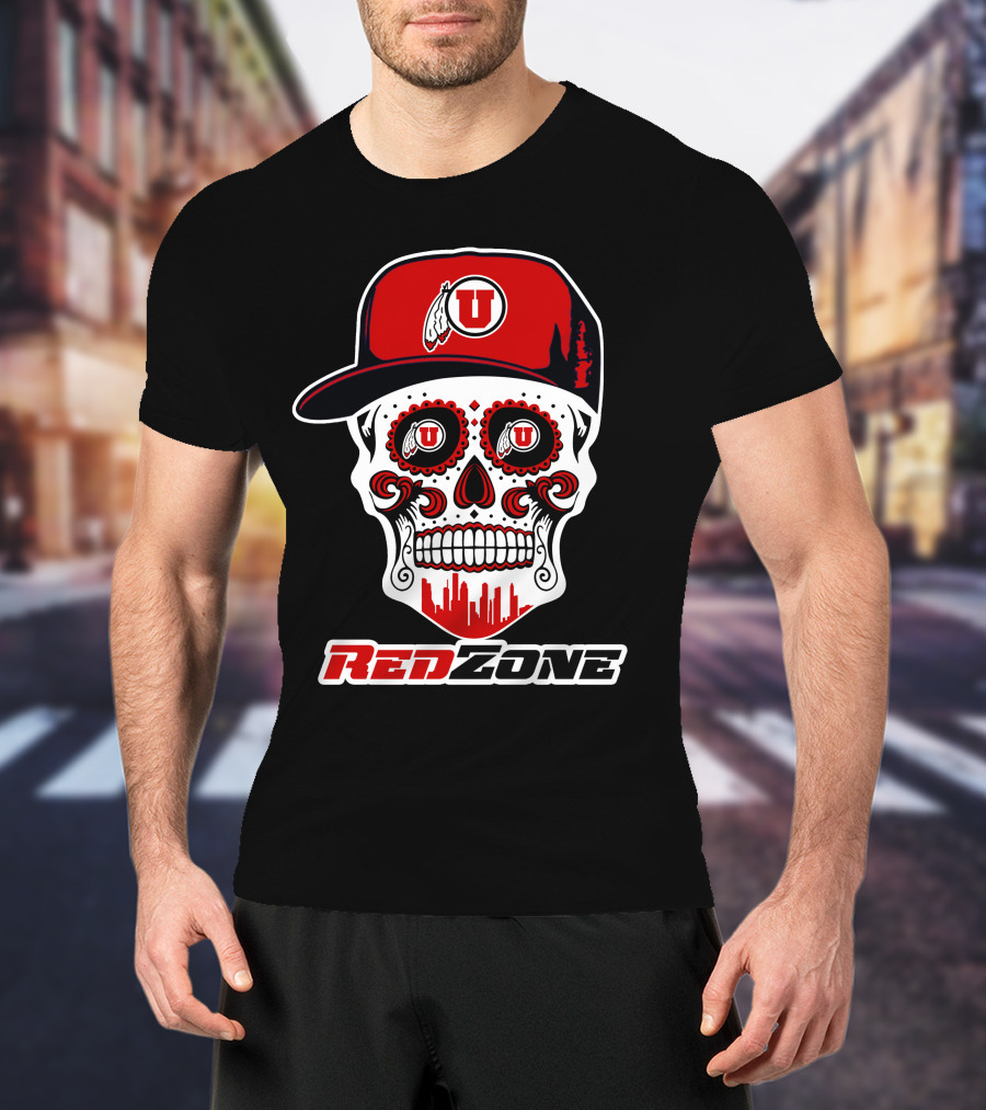 Red Zone Utah Utes Skull Cap T-Shirt