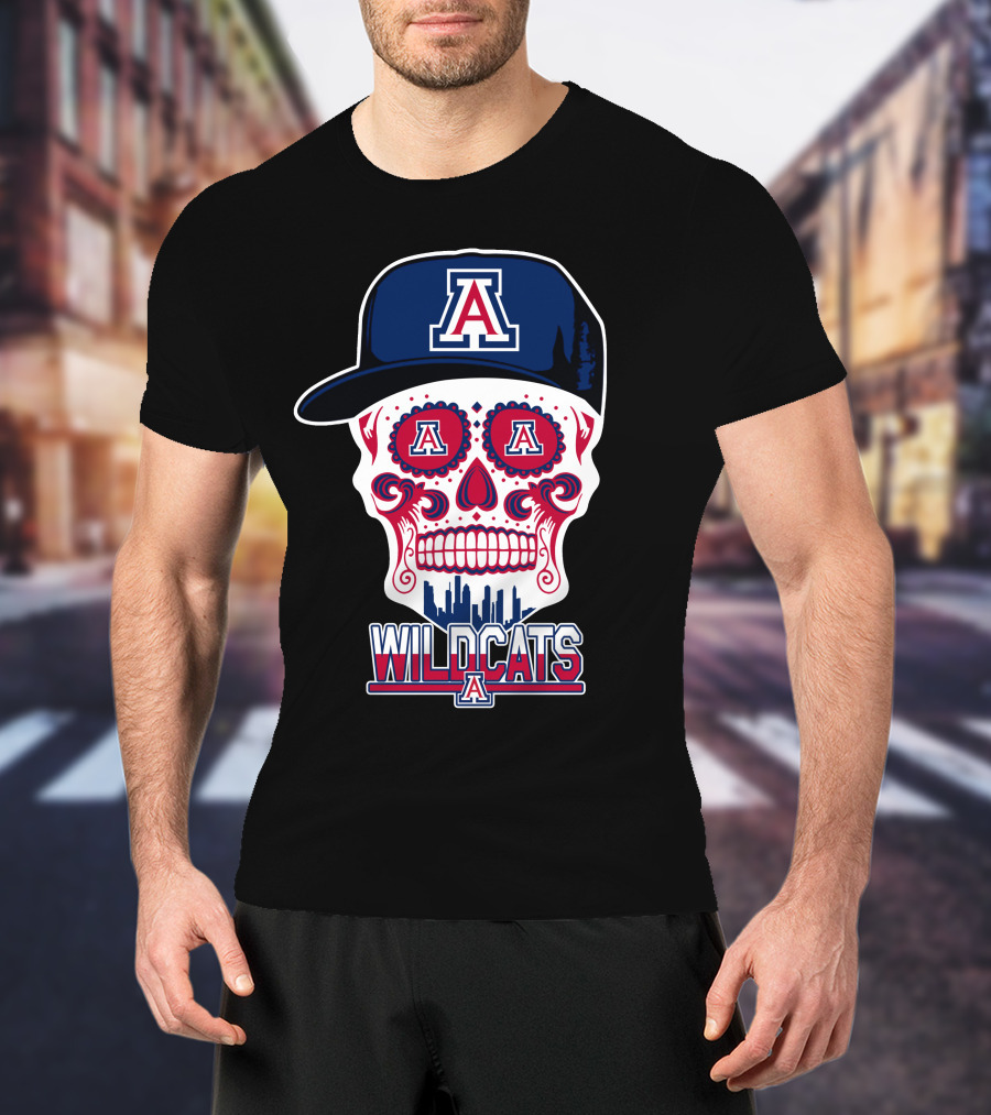 Arizona Wildcats A Logo Skull Wildcats T-Shirt