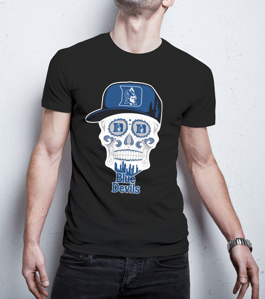 Duke Blue Devils Skull Hat T-Shirt