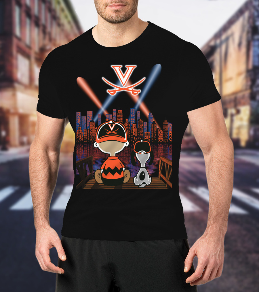 Virginia Cavaliers Snoopy City Night Skyline T-Shirt