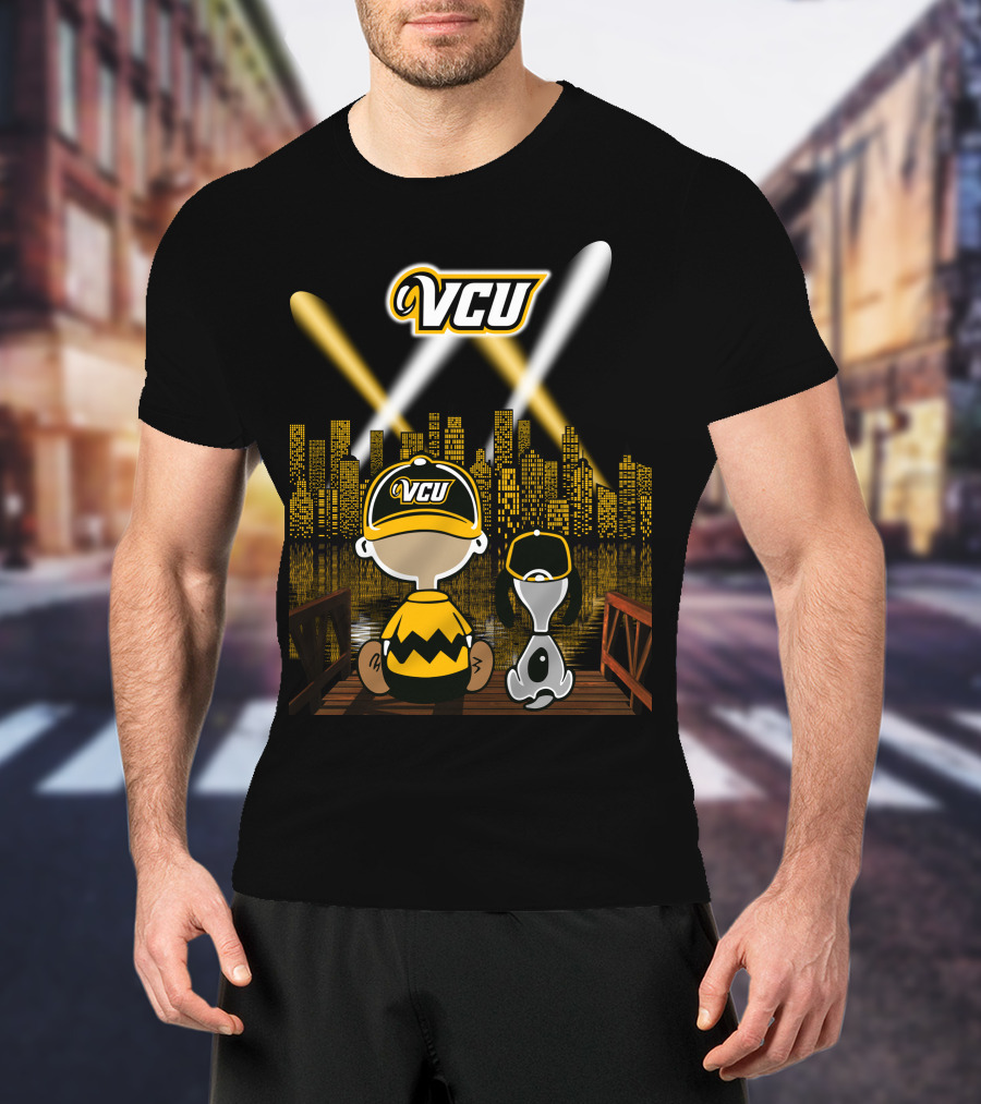 Vcu Rams Night City Skyline Baseball Cap Duo T-Shirt