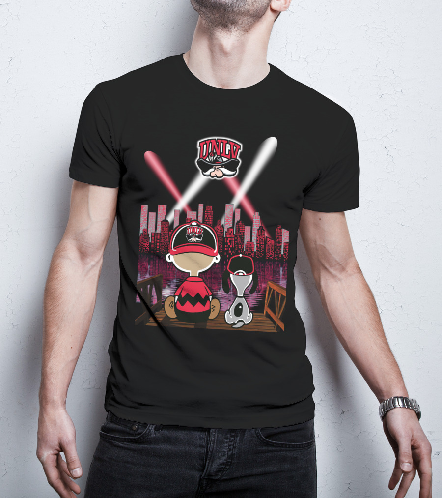Unlv Rebels City By Night With Mascot And Skyline T-Shirt
