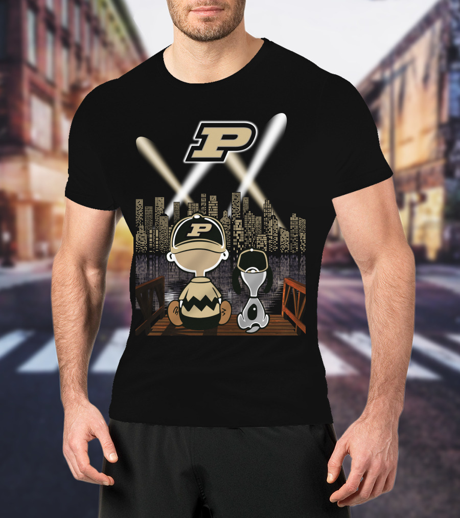 Purdue Boilermakers City Skyline With Iconic Characters And P T-Shirt