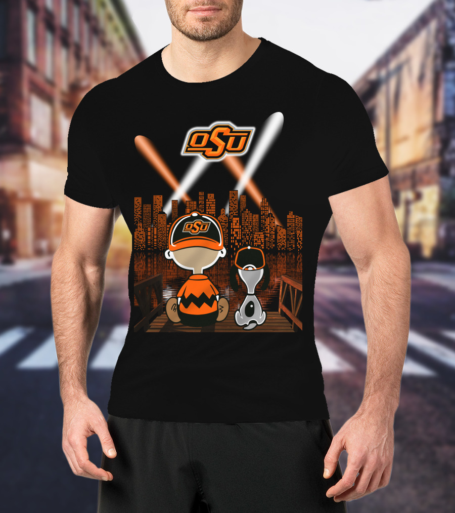 Osu Oklahoma State Cowboys Nighttime City Skyline T-Shirt