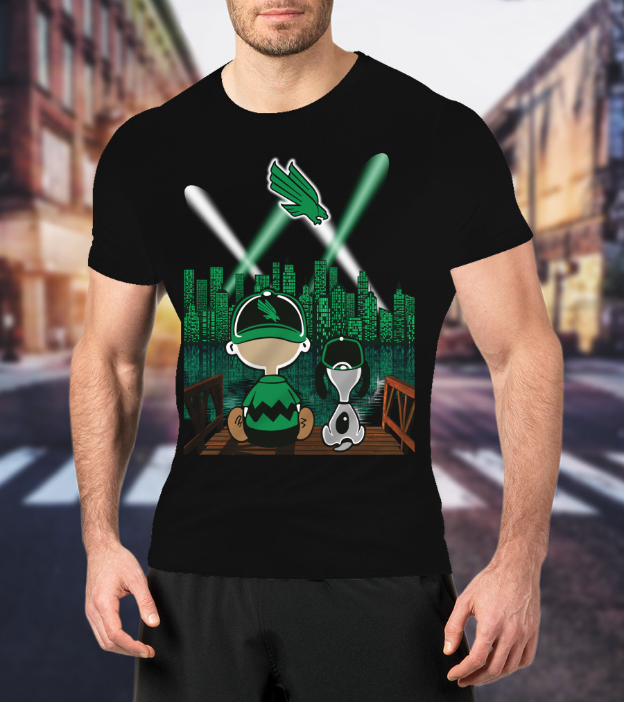 North Texas Mean Green Downtown Skyline By Night T-Shirt