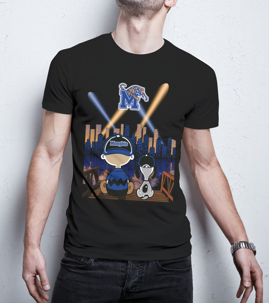 Memphis Tigers Skyline Night With Fans And Mascot Scene T-Shirt