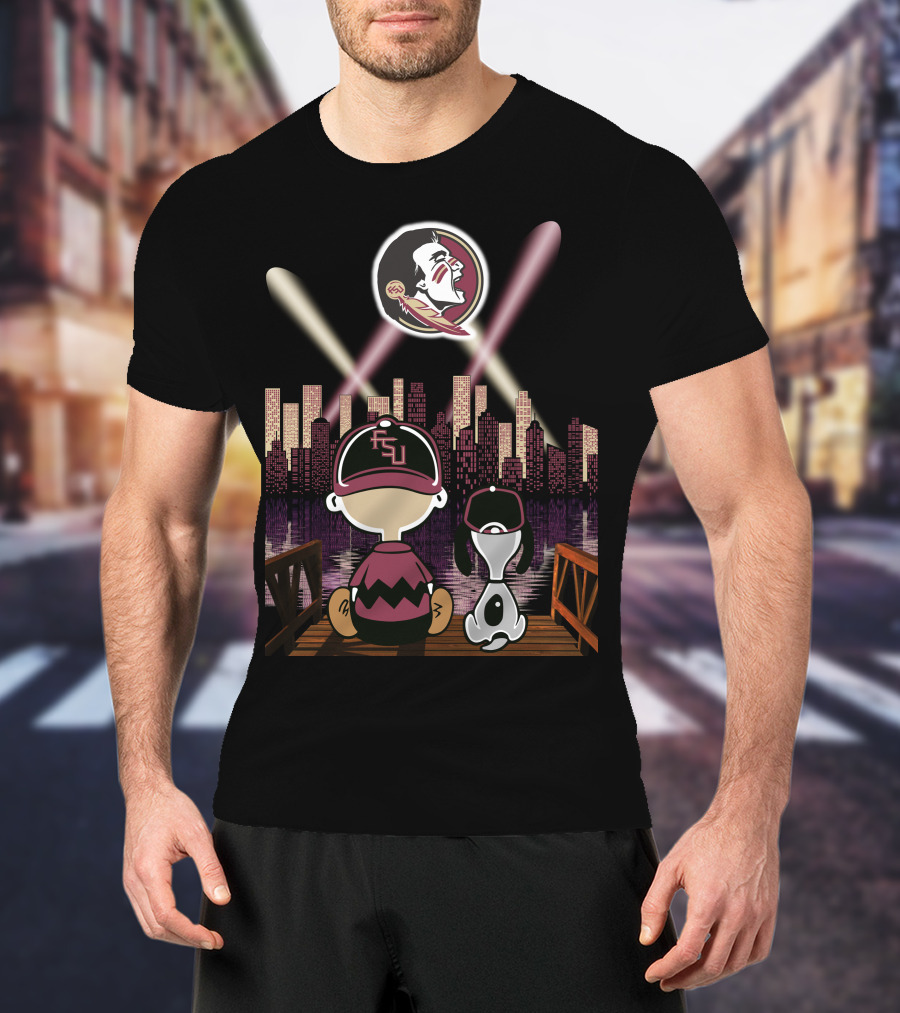 Florida State Seminoles Night City Skyline With Fsu Fans Watching T-Shirt