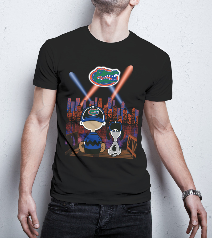 Florida Gators Cityscape At Night With Mascot And Skyline T-Shirt