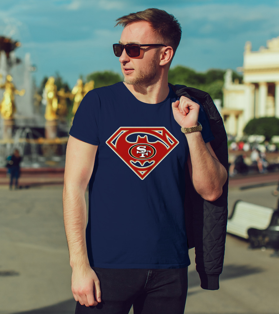 San Francisco 49ers Batman Superman Logo Mix T-Shirt