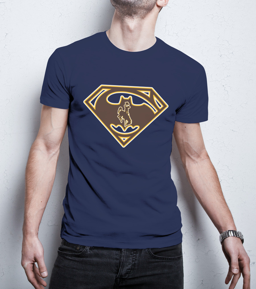 Wyoming Cowboys Superman Batman Logo Fusion T-Shirt