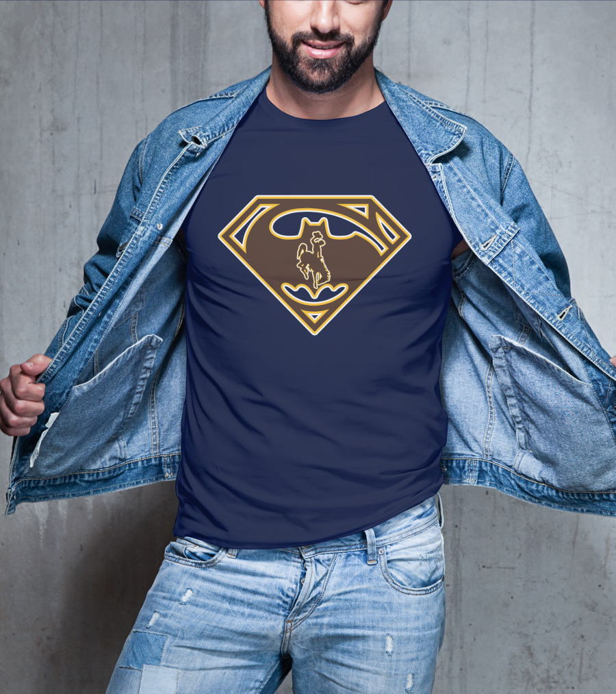 Wyoming Cowboys Superman Batman Logo Fusion T-Shirt