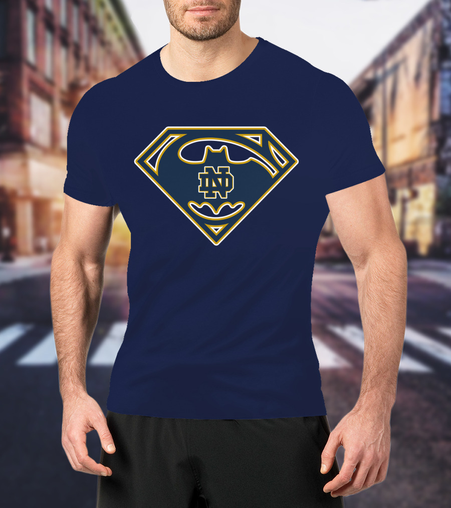 Notre Dame Fighting Irish Nd Batman Superman Shield T-Shirt