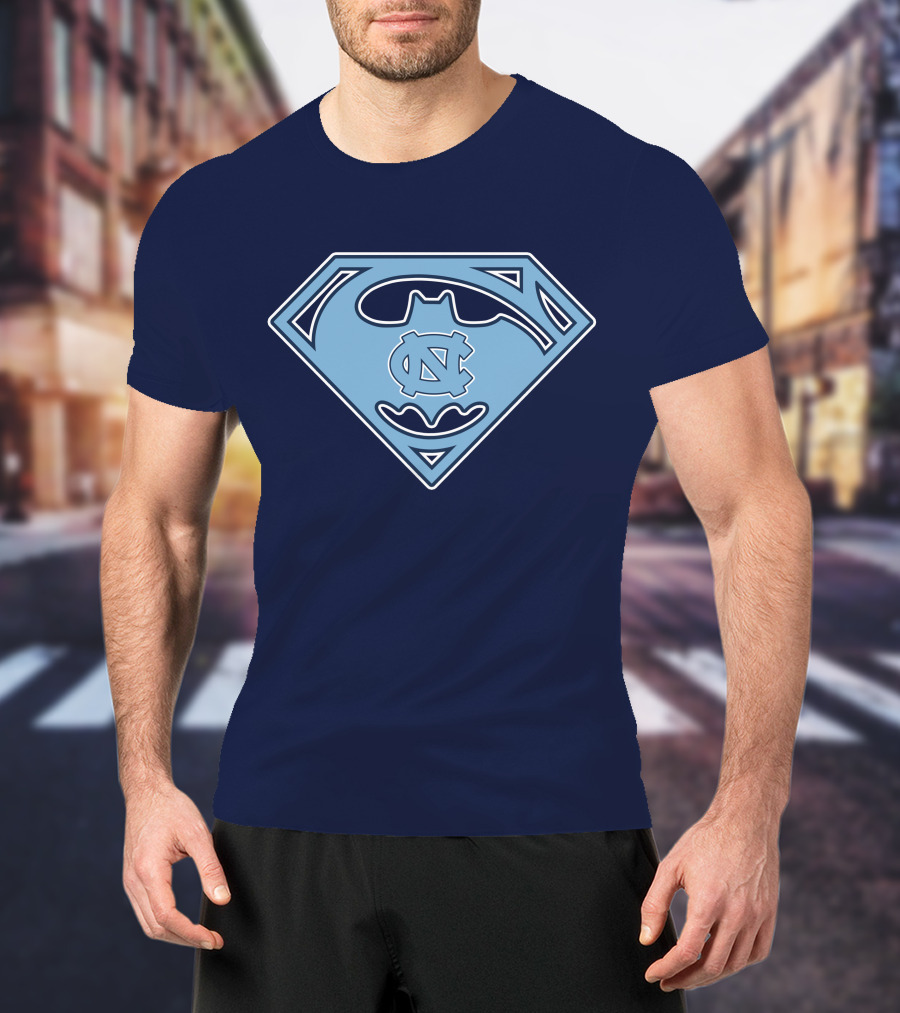 North Carolina Tar Heels Superman Batman Logo Mashup T-Shirt