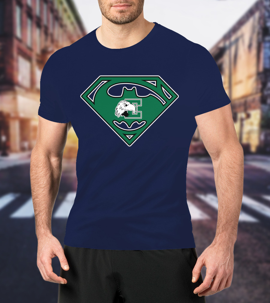 Batman Superman Logo Fusion Eastern Michigan Eagles T-Shirt