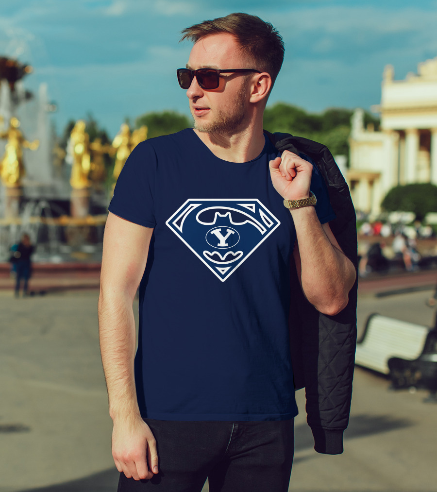 Batman Superman Byu Cougars Shield T-Shirt