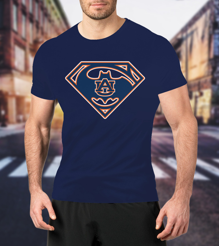 Auburn Tigers Logo Blended With Superhero Bat Symbol 1994 T-Shirt