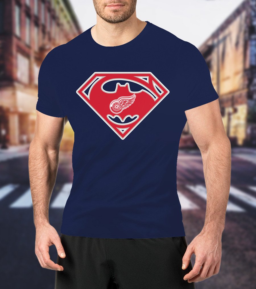 Detroit Red Wings Superman Batman Logo Mashup T-Shirt