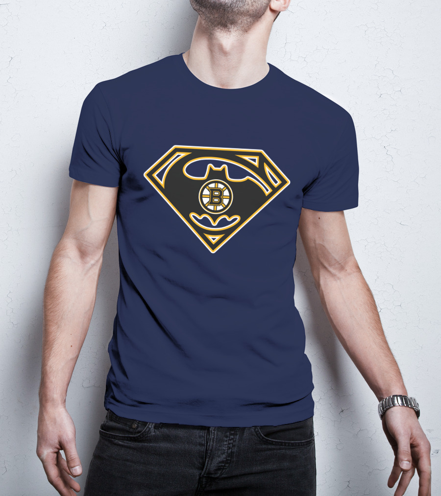Boston Bruins Batman Superman Logo Fusion 157 T-Shirt