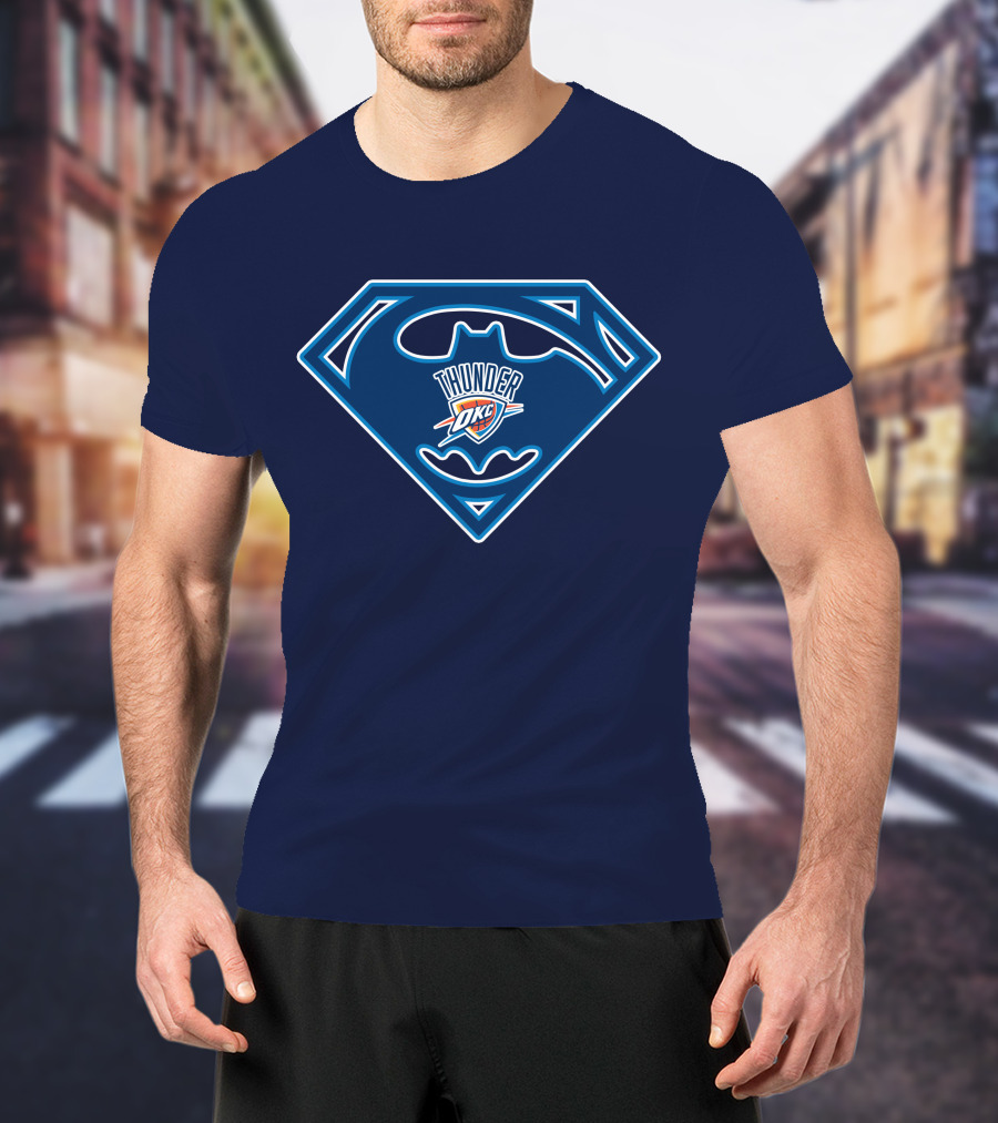Thunder Okc Batman Superman Logo Mashup T-Shirt