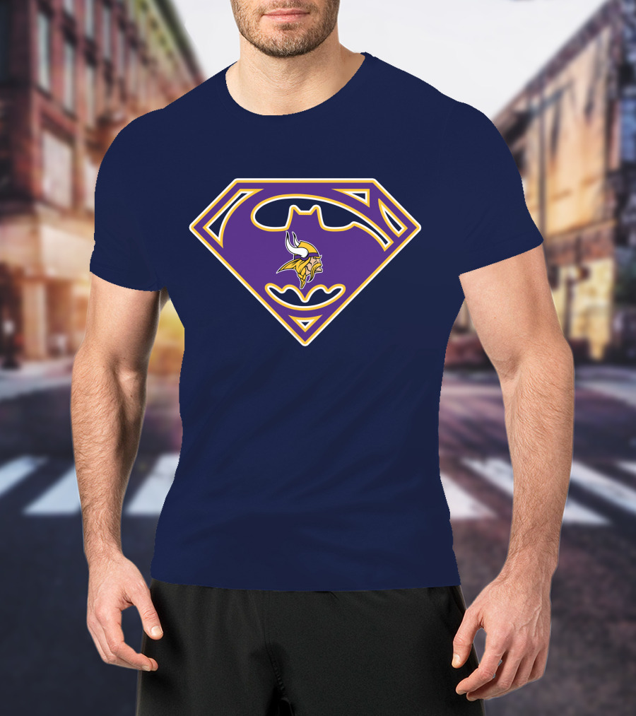 Minnesota Vikings Superman Batman Logo Mashup T-Shirt