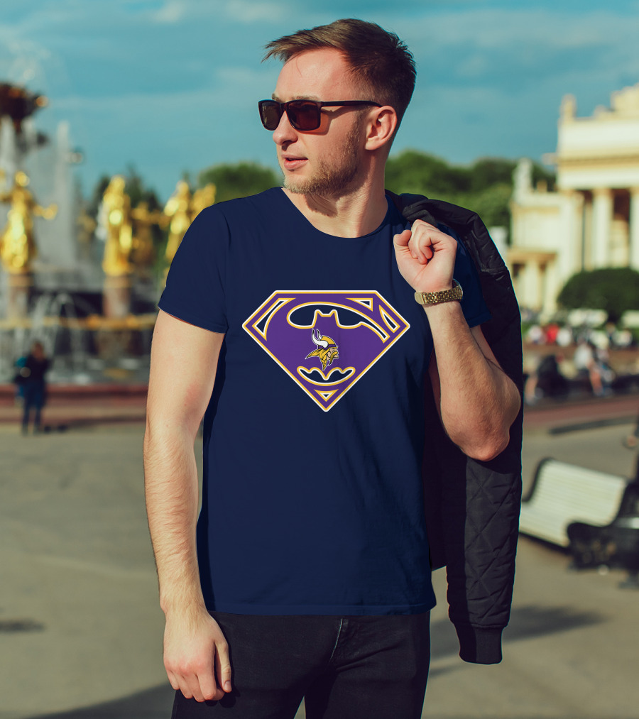 Minnesota Vikings Superman Batman Logo Mashup T-Shirt