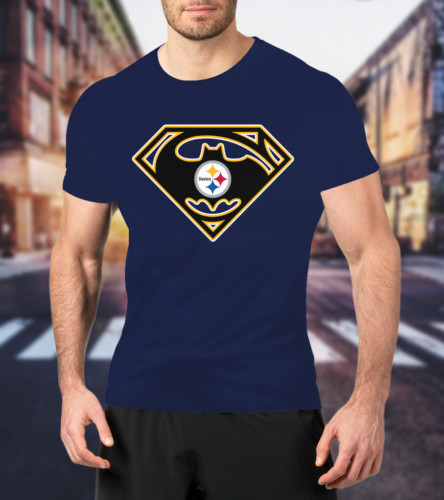 Pittsburgh Steelers Batman Superman Logo Fusion 224 T-Shirt
