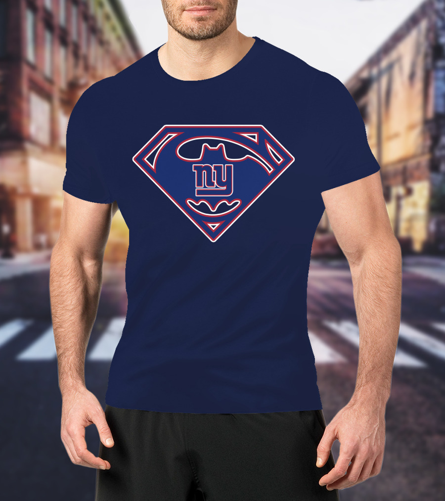 Superman Logo Batman Bat Symbol New York Giants Combination T-Shirt