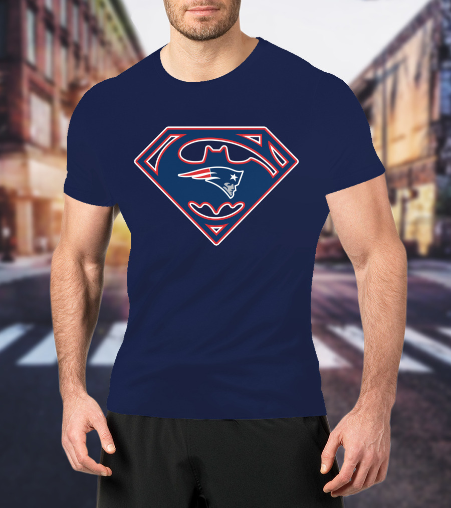 Superman Batman New England Patriots Combo T-Shirt