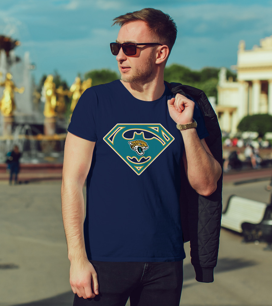 Jacksonville Jaguars Superman Batman Logo Fusion T-Shirt