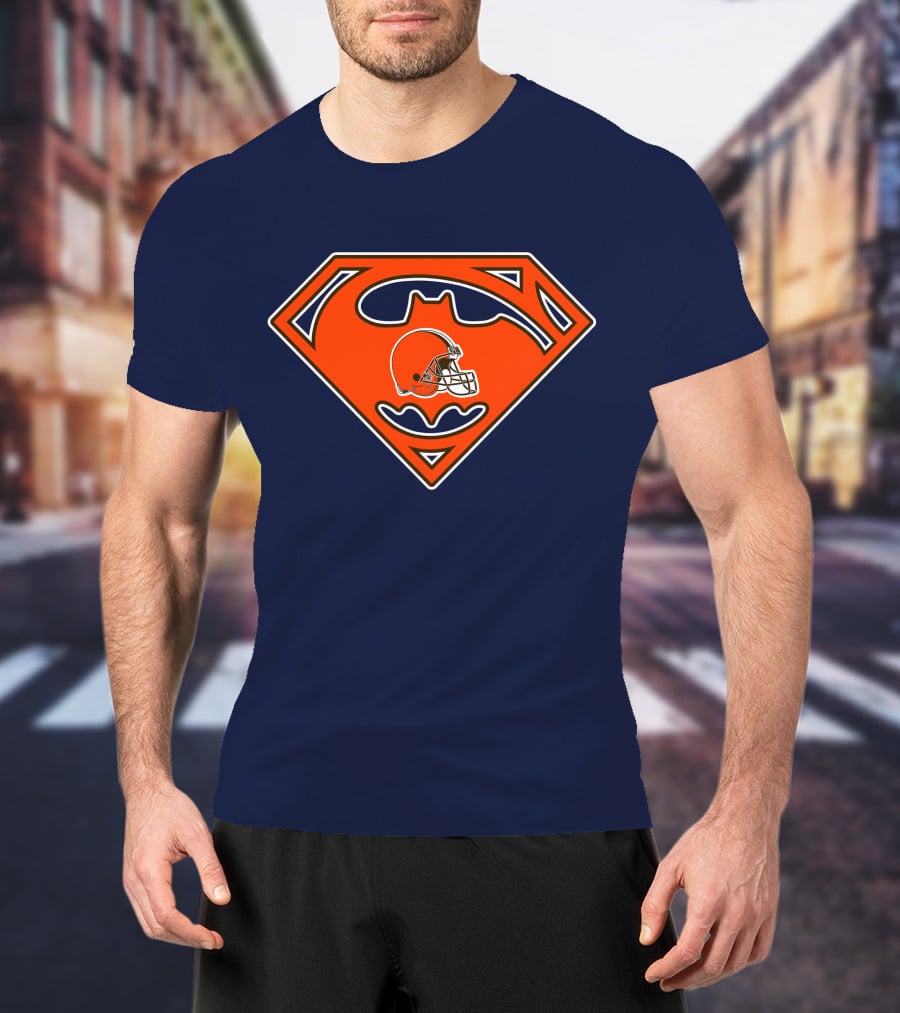Cleveland Browns Superman Batman Logo Nfl Fan Helmet T-Shirt