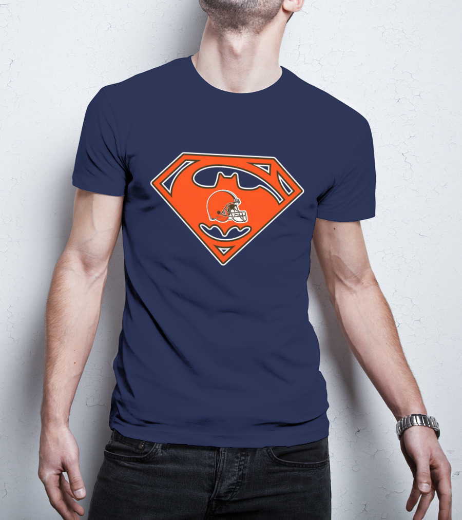 Cleveland Browns Superman Batman Logo Nfl Fan Helmet T-Shirt