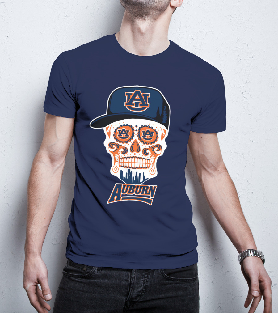 Auburn Tigers Skull With Au Logo And Cap T-Shirt