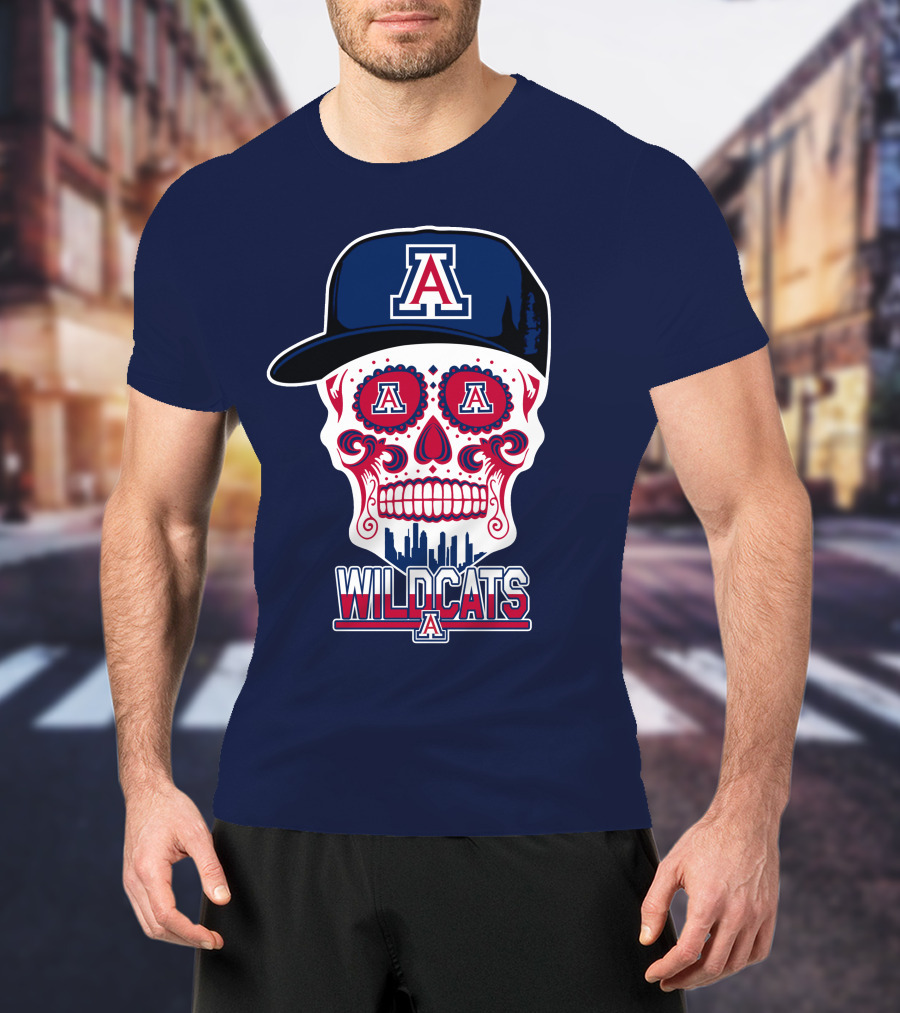 Arizona Wildcats Skull With 'A' Logo And Hat T-Shirt