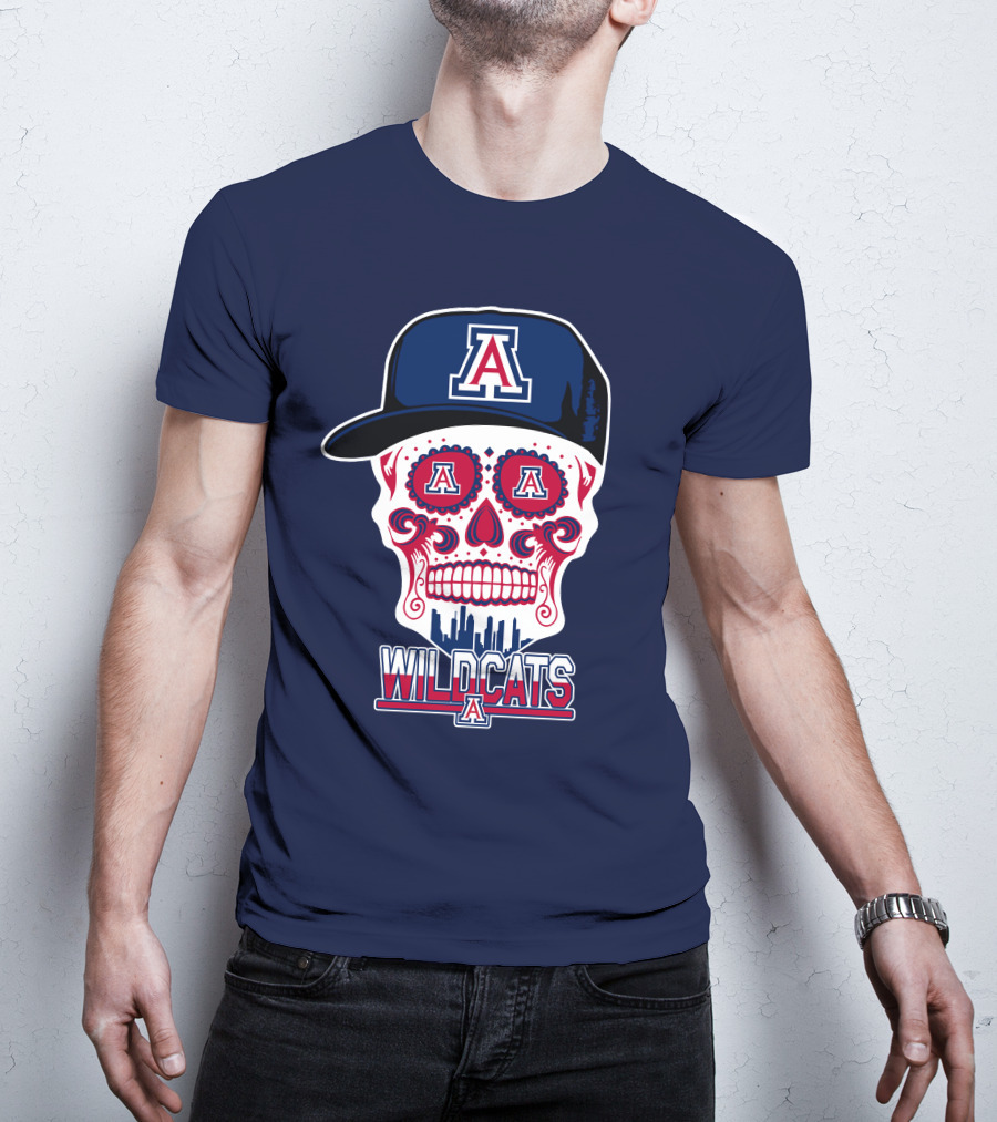 Arizona Wildcats Skull With 'A' Logo And Hat T-Shirt