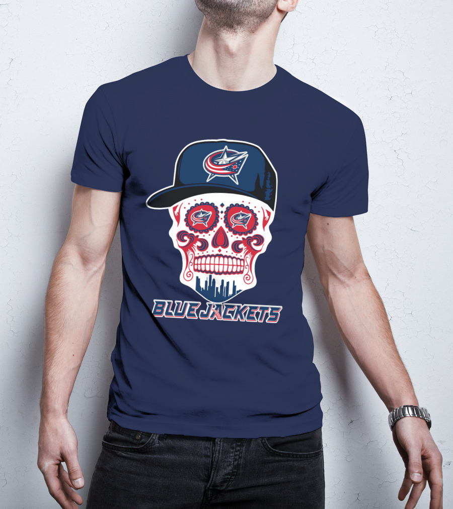 Columbus Blue Jackets Skull Hat Logo Blue Jackets T-Shirt