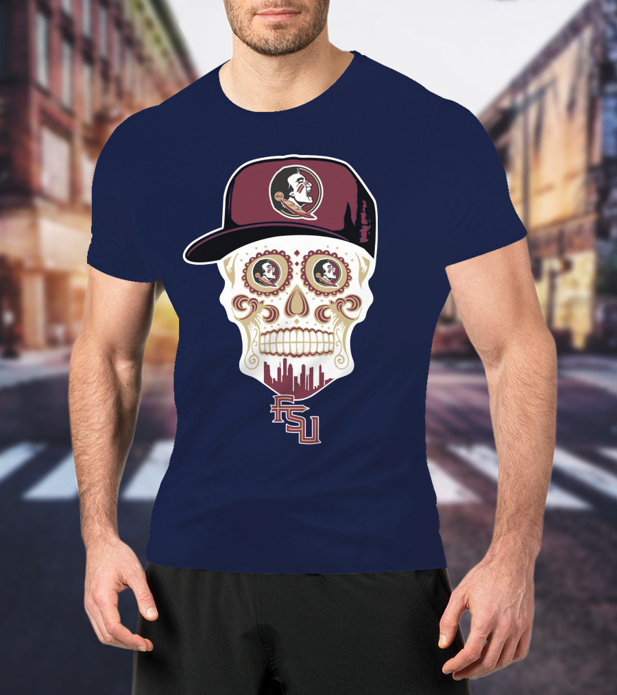 Florida State Seminoles Fsu Skull With Hat T-Shirt