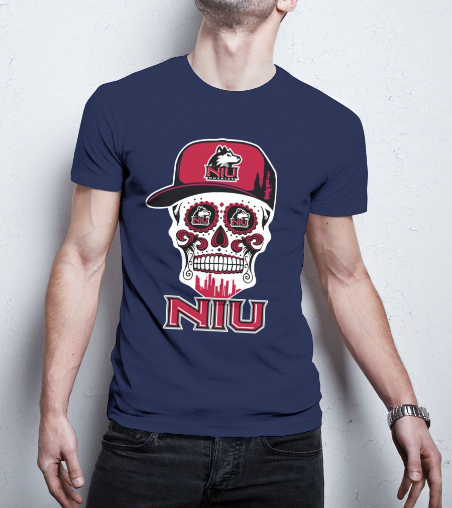 Niu Huskies Sugar Skull T-Shirt