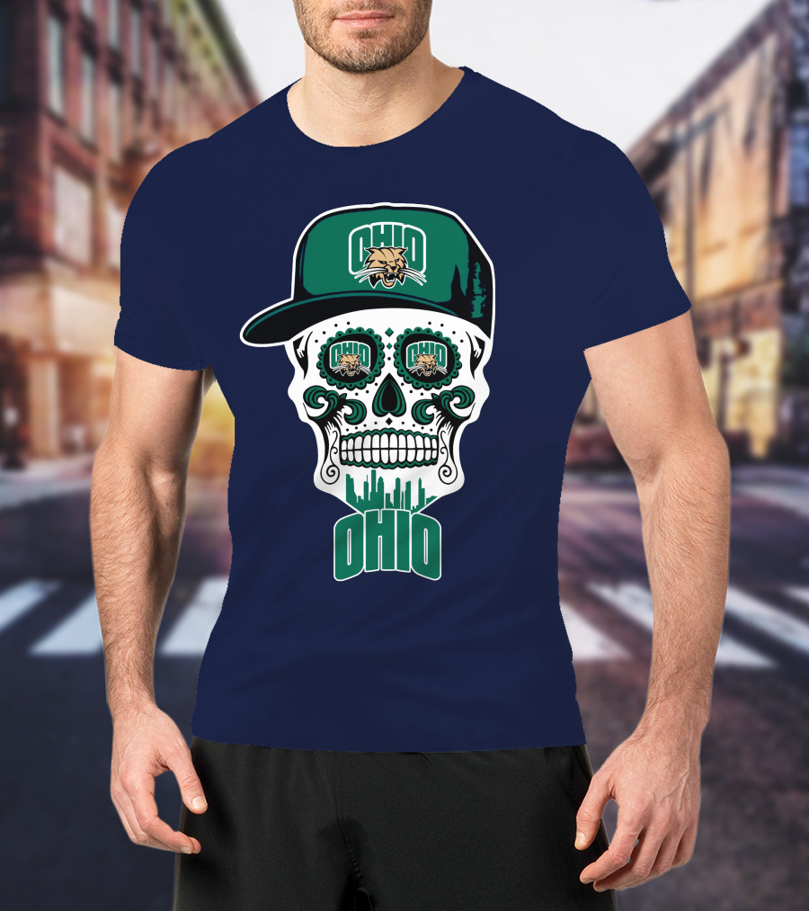 Ohio Bobcats Sugar Skull Urban Cap T-Shirt