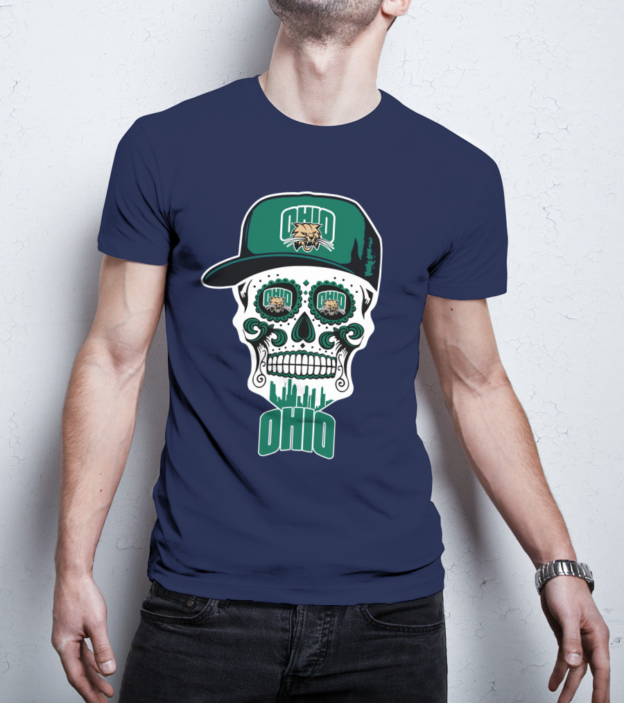 Ohio Bobcats Sugar Skull Urban Cap T-Shirt