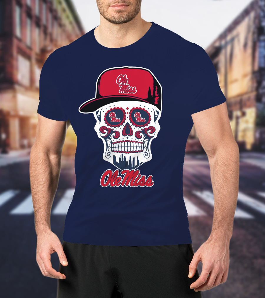 Ole Miss Sugar Skull Cap T-Shirt